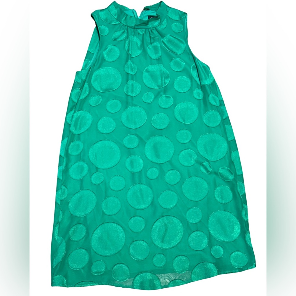 DKNY Apple Green Polka‎ Dot Dress Size 10 Retro Chic Halter Bow Midi